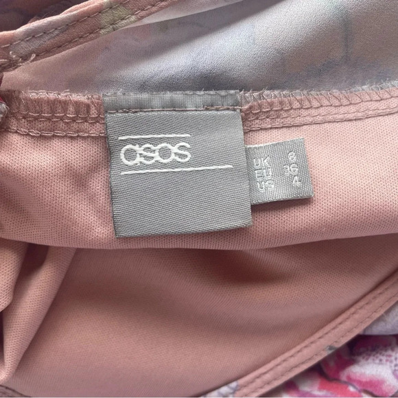 ASOS Peach Pretty Floral Print Ruffle Sleeve Maxi Dress Pink - 22253 - Picture 10 of 13